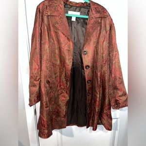Vintage Suzette 5 Button Jacket Overcoat Sz Large Rust Copper Lined Belted